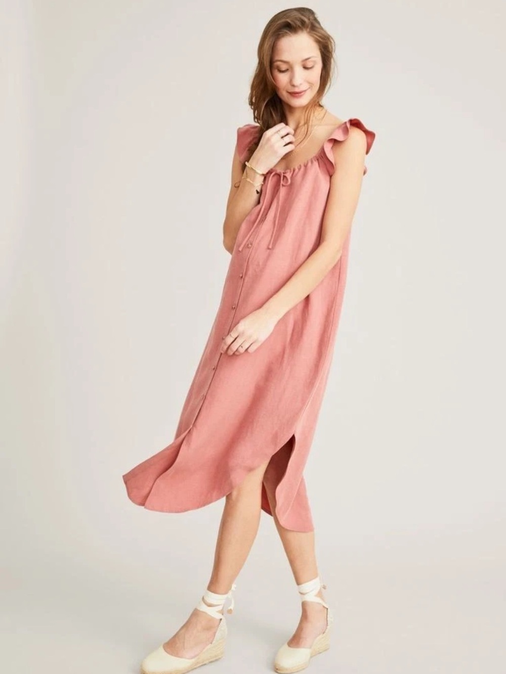 Hatch Maternity Women's THE JENNA DRESS Canyon Rose Tencel Size 1